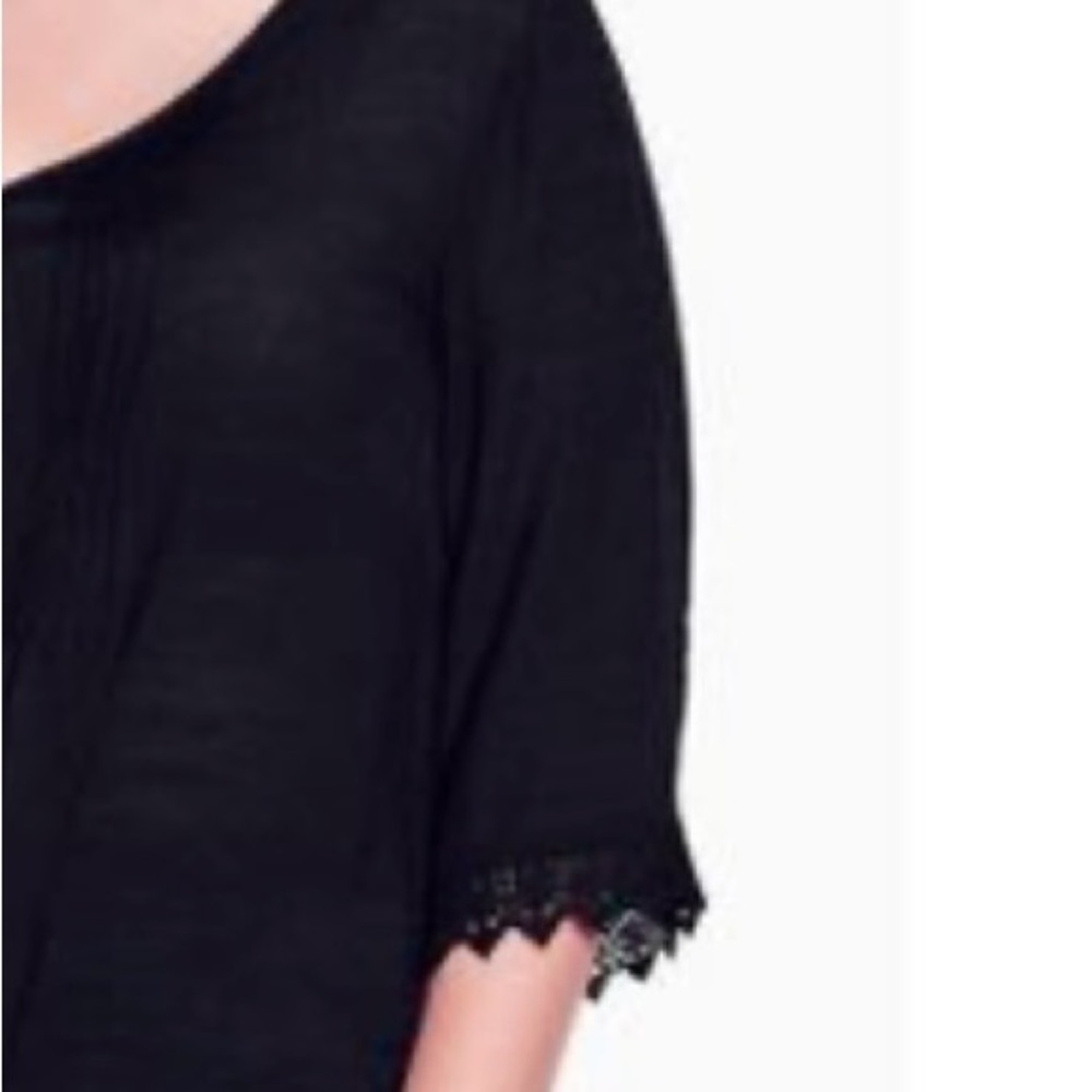 Women's Plus Size Ellie Pintuck Lace Top - black | AVENUE​​​​​​​​​​​​​​ - Picture 6 of 8